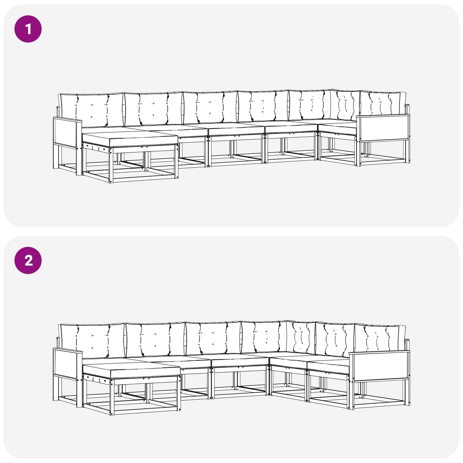 Conjunto de sofás de exterior 7 pcs Natural y Gris Claro