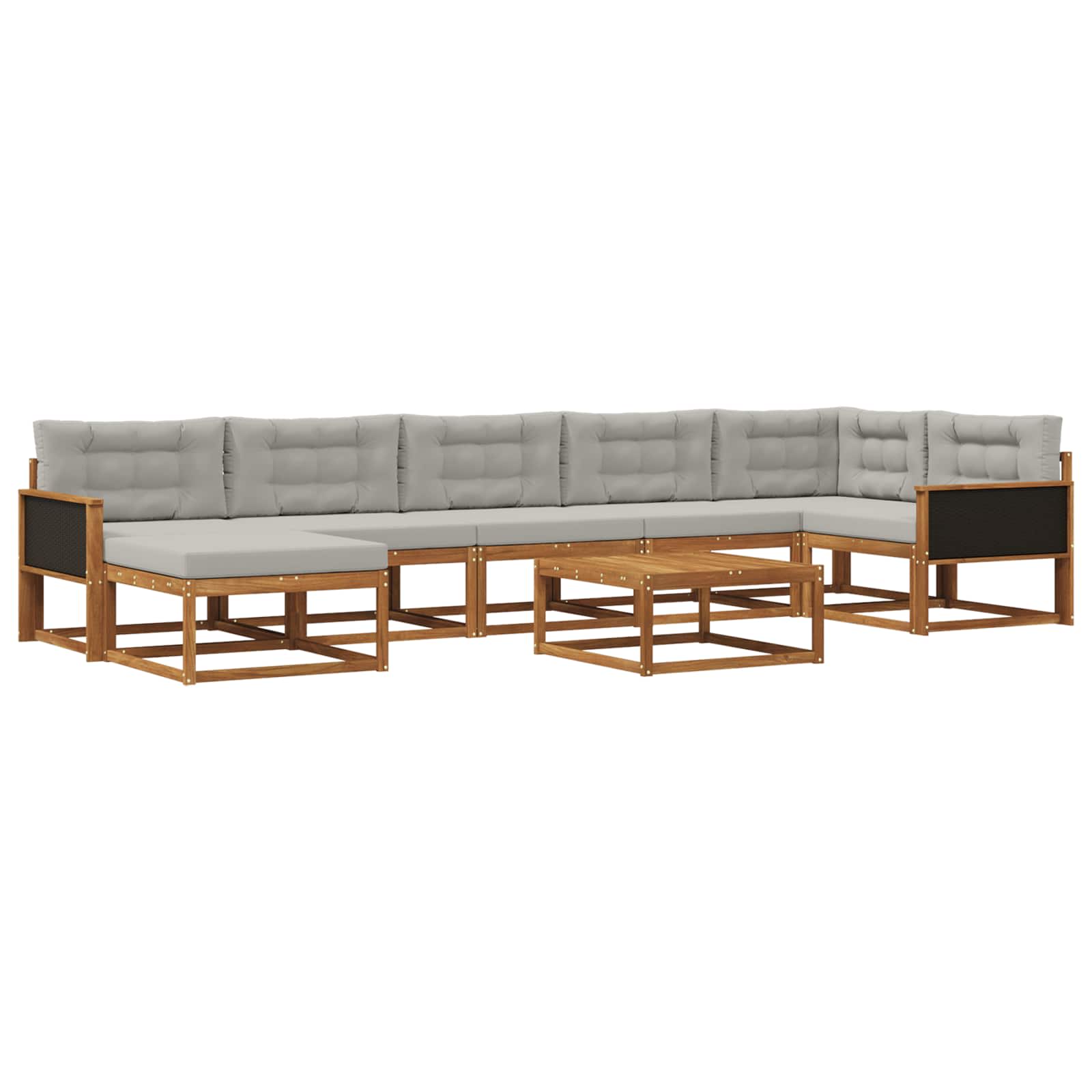 Conjunto de sofás de exterior 8 pcs Natural y Gris Claro