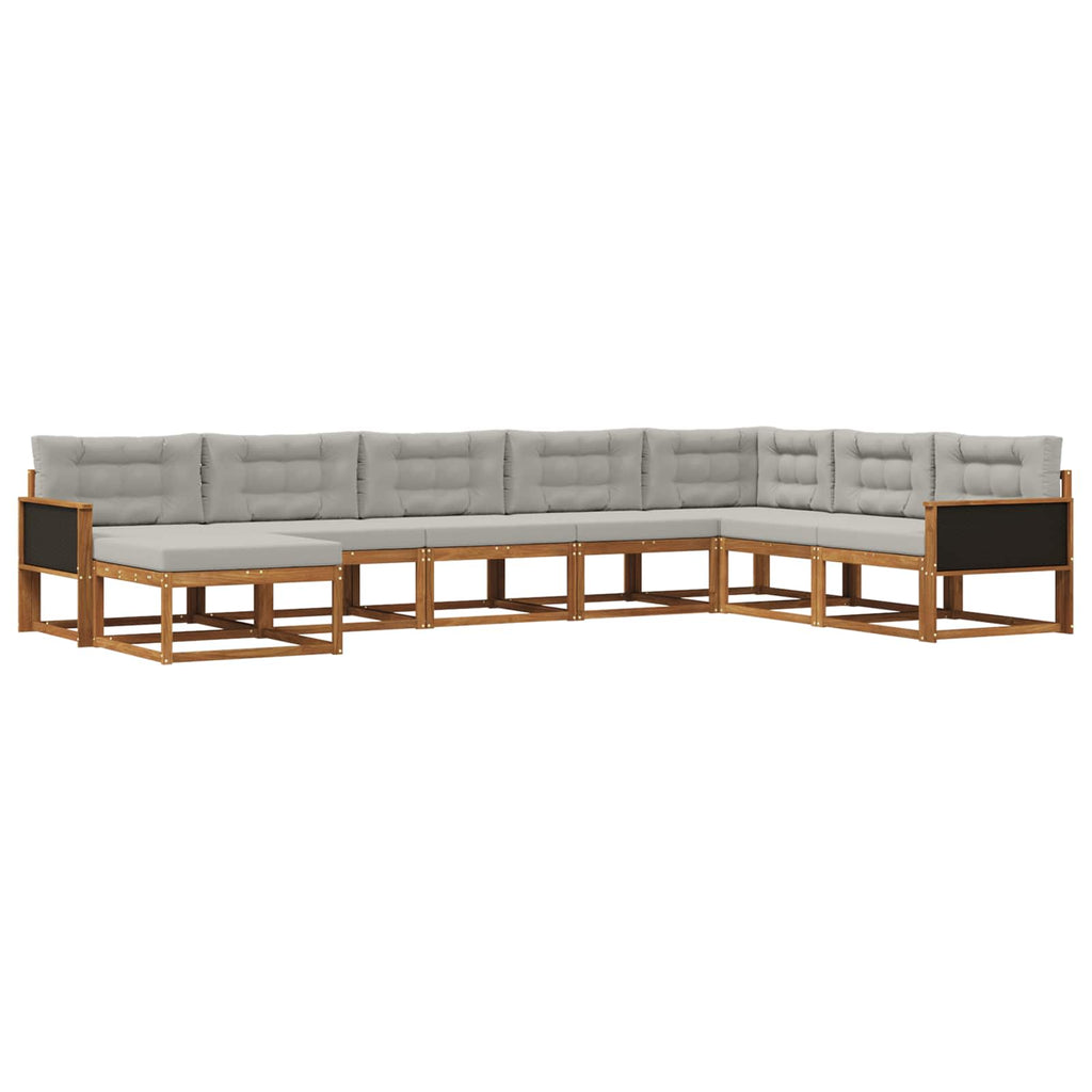 Conjunto de sofás de exterior 8 pcs Natural y Gris Claro