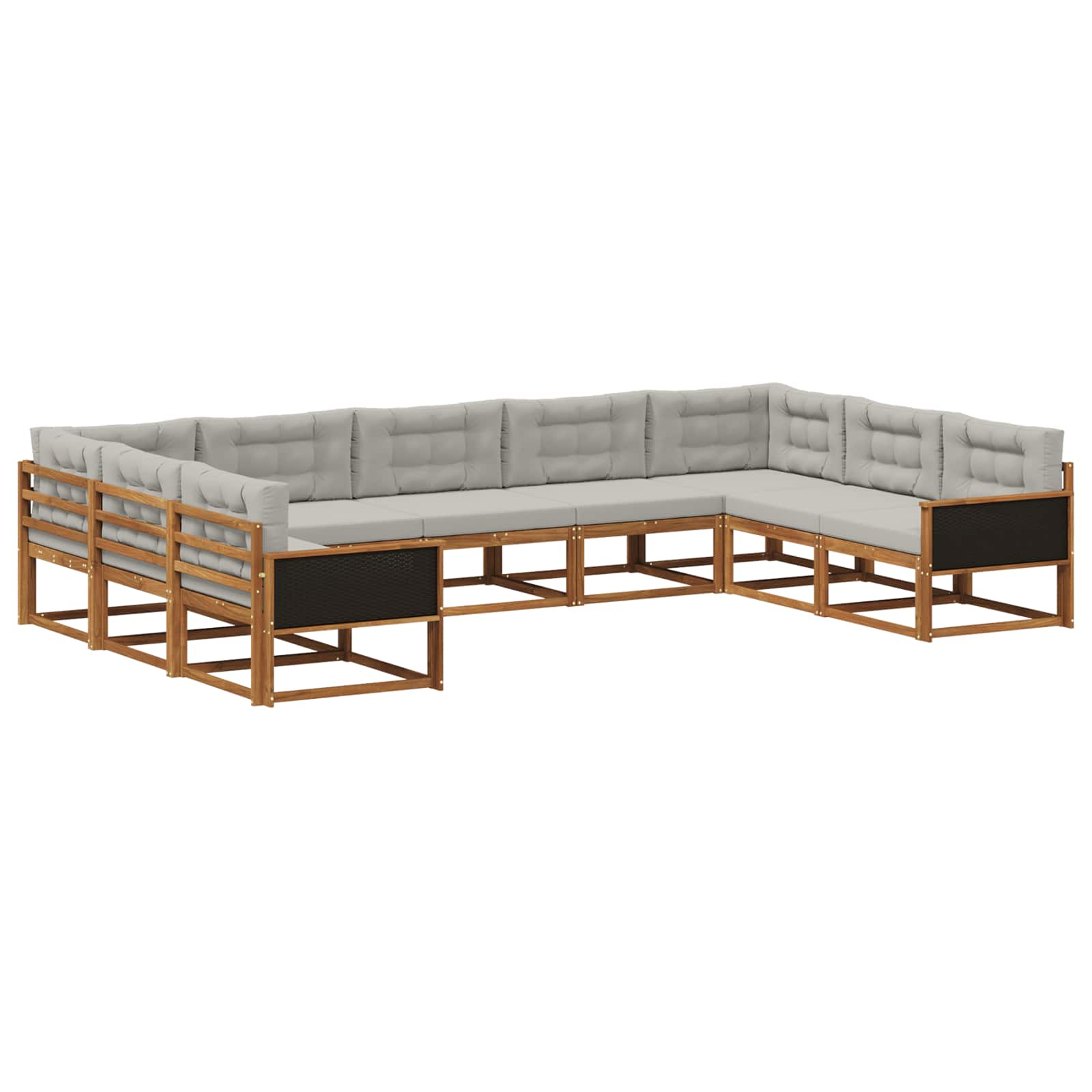 Conjunto de sofás de exterior 9 pcs Natural y Gris Claro