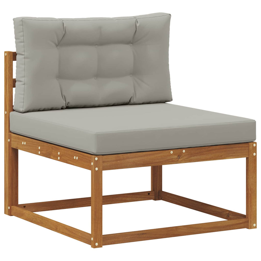 Conjunto de sofás de exterior 9 pcs Natural y Gris Claro