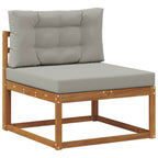 Conjunto de sofás de exterior 9 pcs Natural y Gris Claro