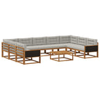 Conjunto de sofás de exterior 10 pcs Natural y Gris Claro