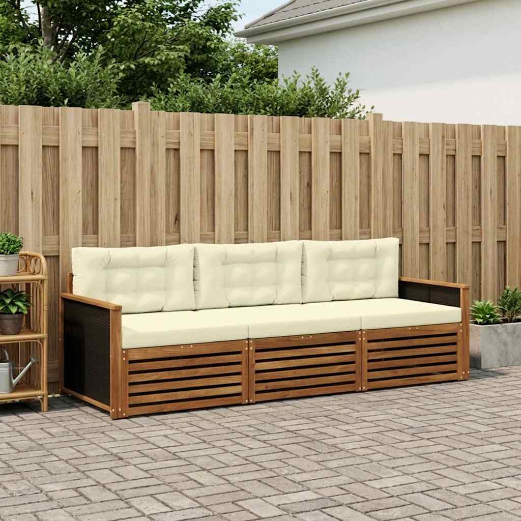 Conjunto de sofás de exterior 3 pcs Blanco