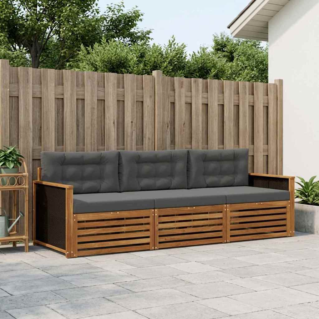 Conjunto de sofás de exterior 3 pcs Blanco