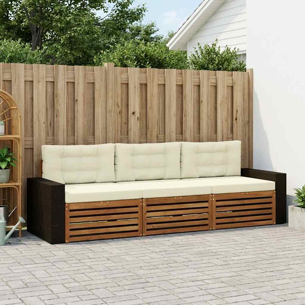 Conjunto de sofás de exterior 3 pcs Blanco