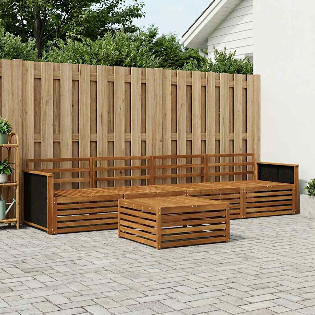 Conjunto de sofás de exterior 5 pcs Natural
