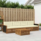 Conjunto de sofás de exterior con cojín 5 pcs Natural y Crema