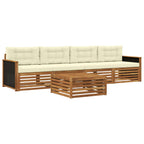 Conjunto de sofás de exterior con cojín 5 pcs Natural y Crema