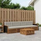 Conjunto de sofás de exterior 5 pcs Natural y Gris Claro