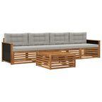 Conjunto de sofás de exterior 5 pcs Natural y Gris Claro