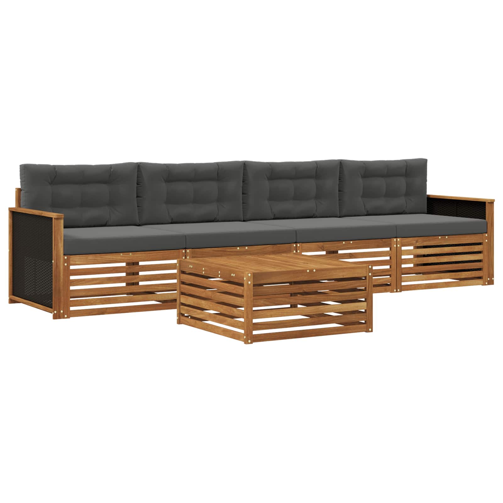 Conjunto de sofás de exterior 5 pcs Natural y Antracita