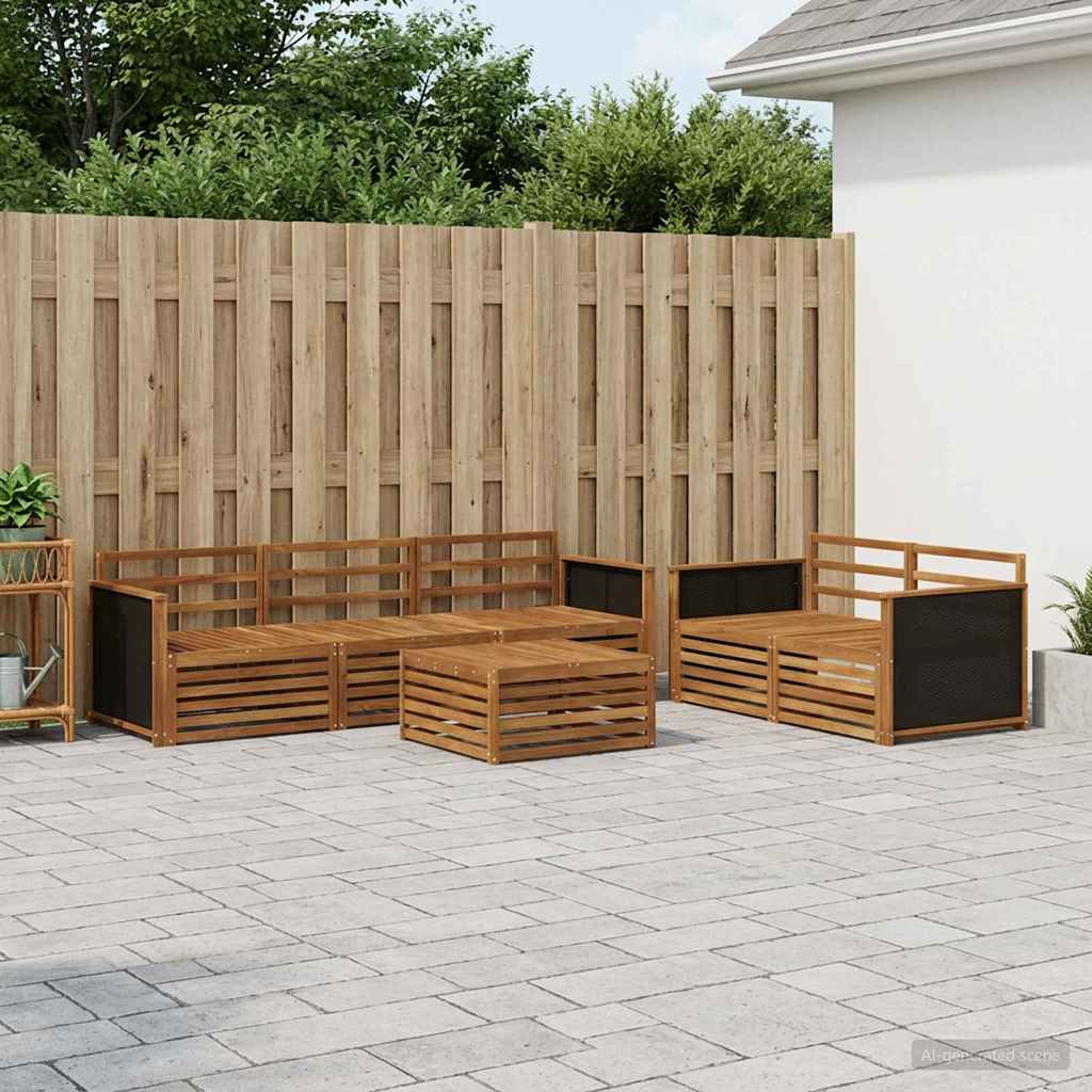 Conjunto de sofás de exterior 6 pcs Natural