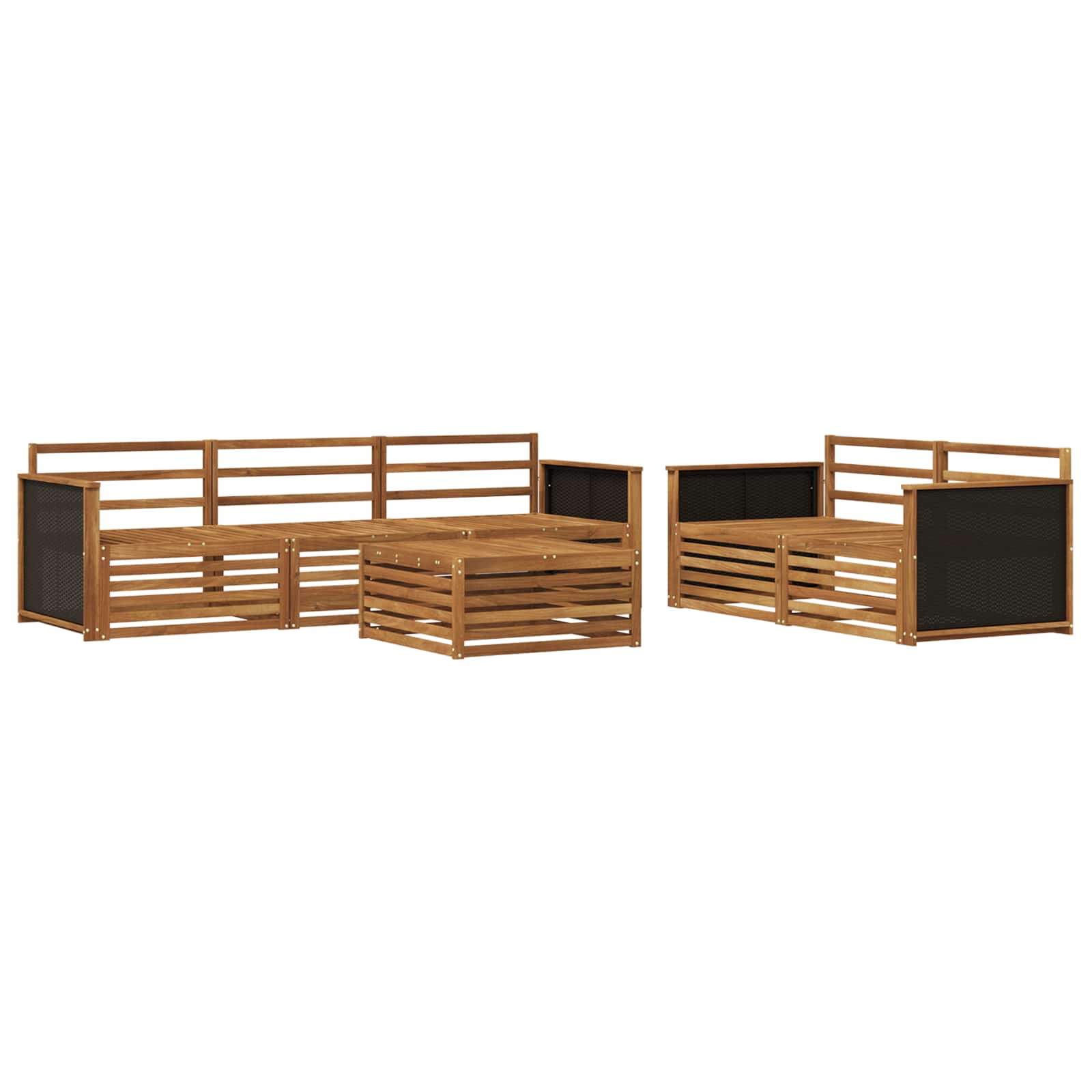 Conjunto de sofás de exterior 6 pcs Natural