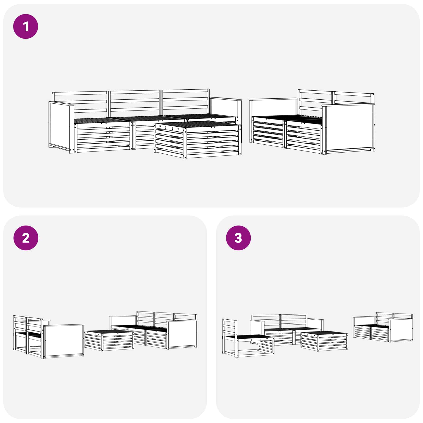 Conjunto de sofás de exterior 6 pcs Natural