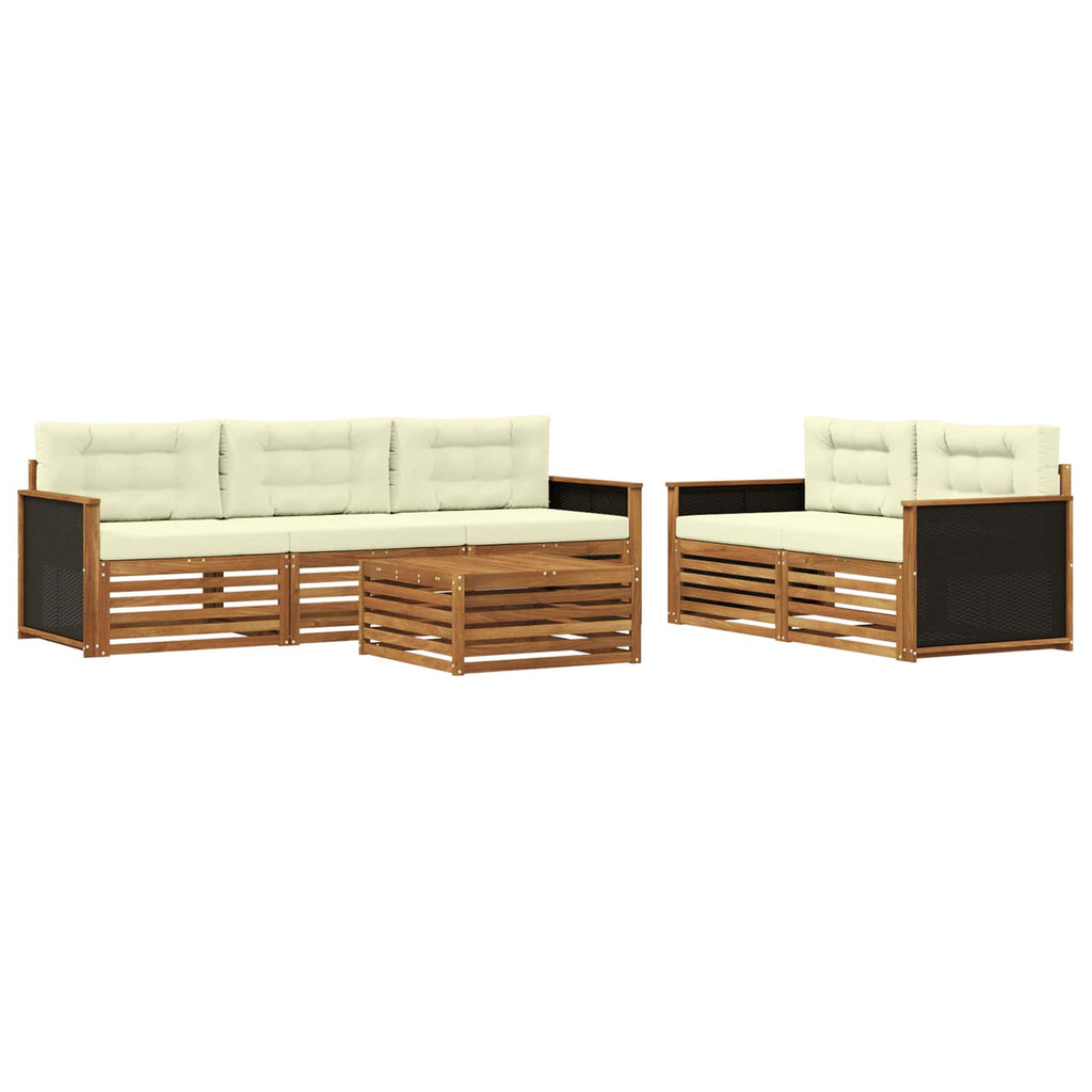 Conjunto de sofás de exterior 6 pcs Natural y Crema