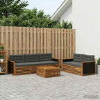 Conjunto de sofás de exterior 6 pcs Natural y Antracita