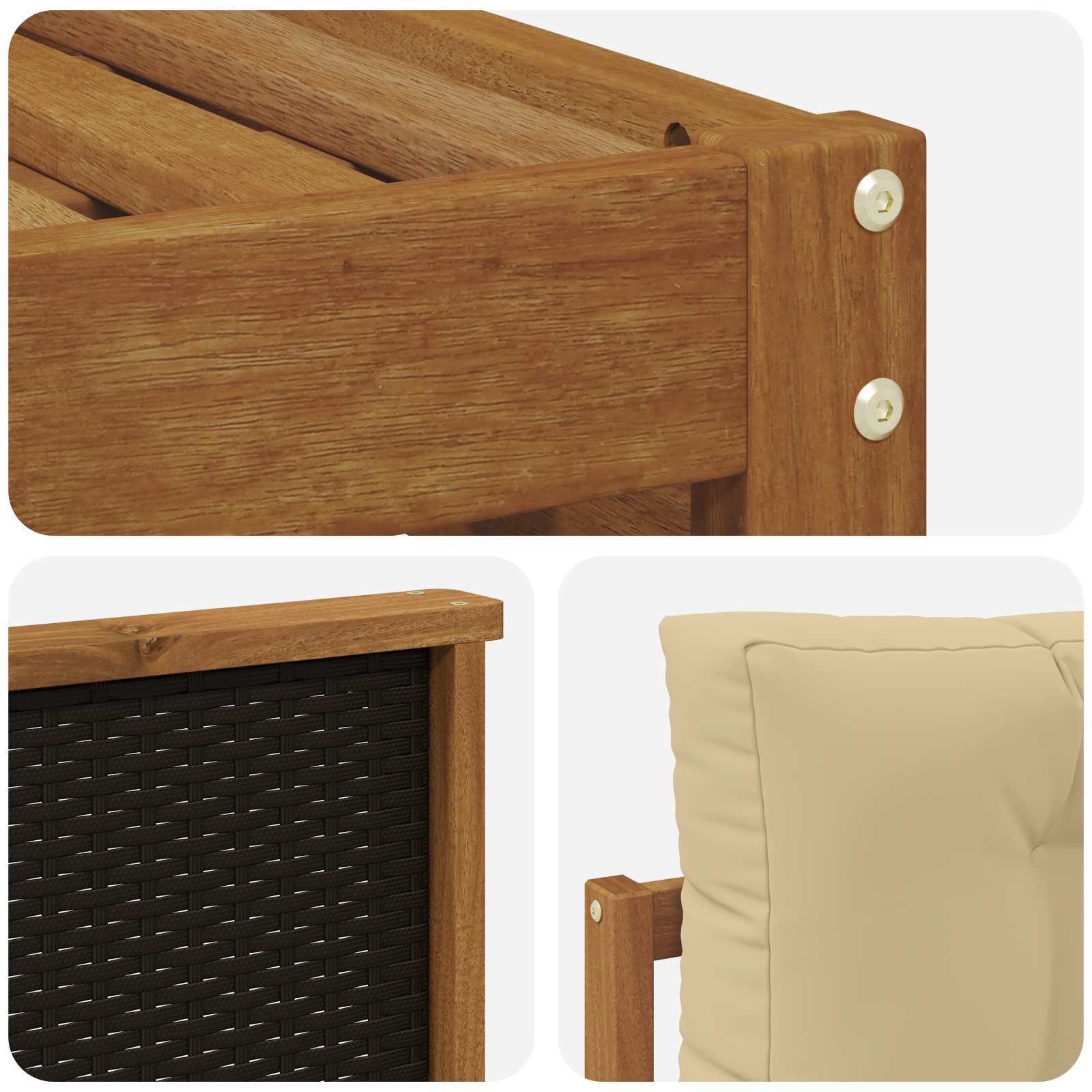 Conjunto de sofás de exterior 6 pcs Natural y Beige