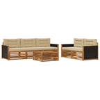 Conjunto de sofás de exterior 6 pcs Natural y Beige