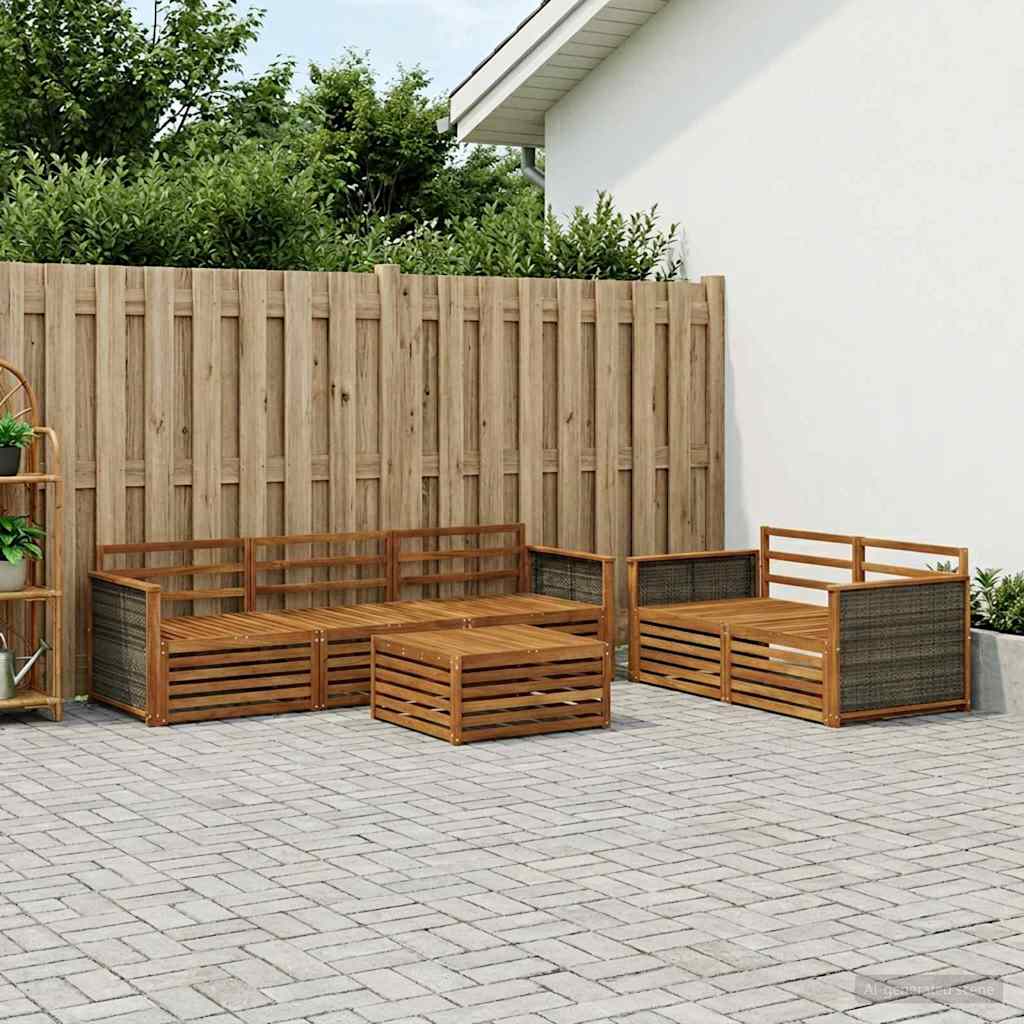 Conjunto de sofás de exterior 6 pcs Natural