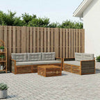 Conjunto de sofás de exterior 6 pcs Natural y Gris Claro