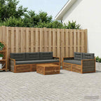 Conjunto de sofás de exterior 6 pcs Natural y Antracita