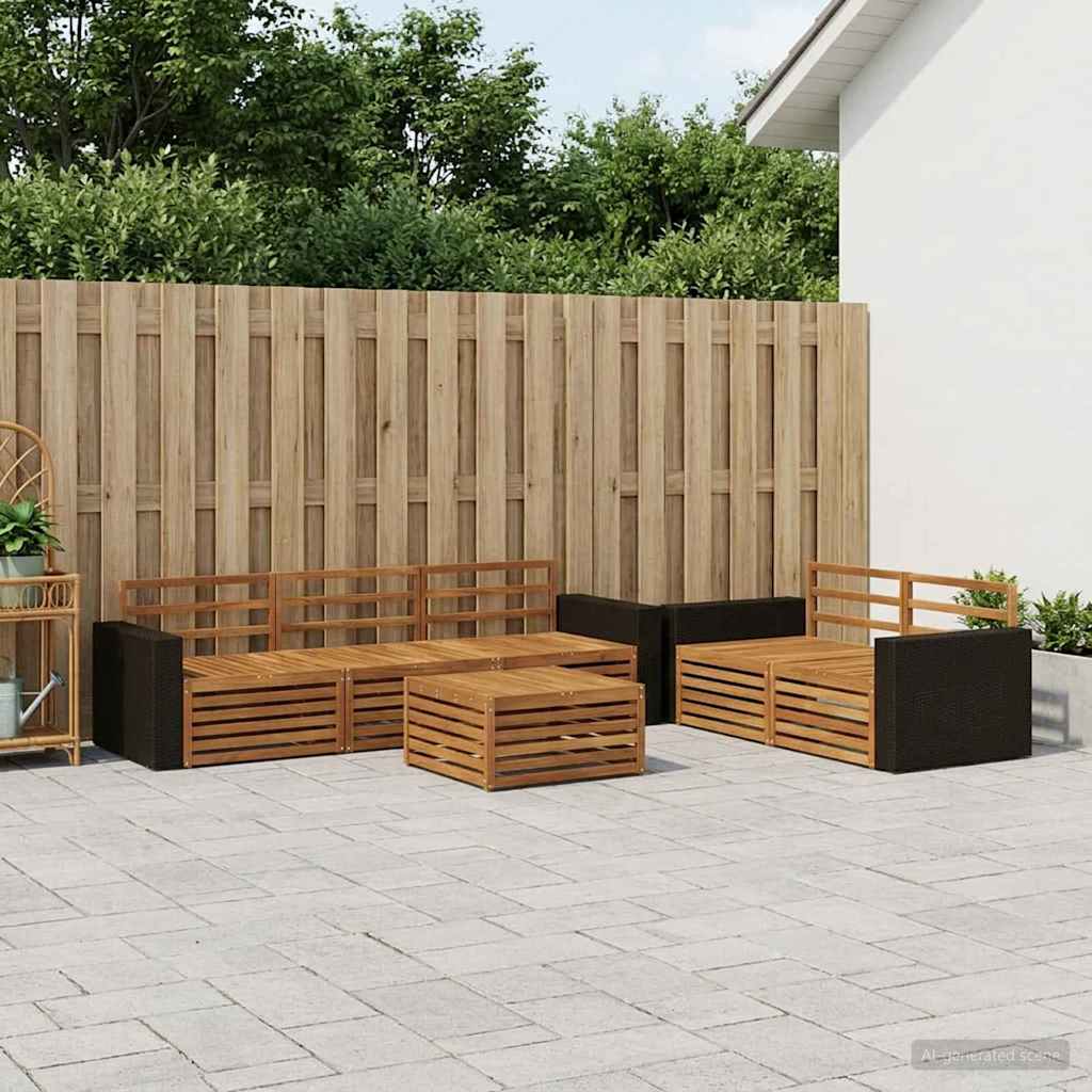 Conjunto de sofás de exterior 6 pcs Natural