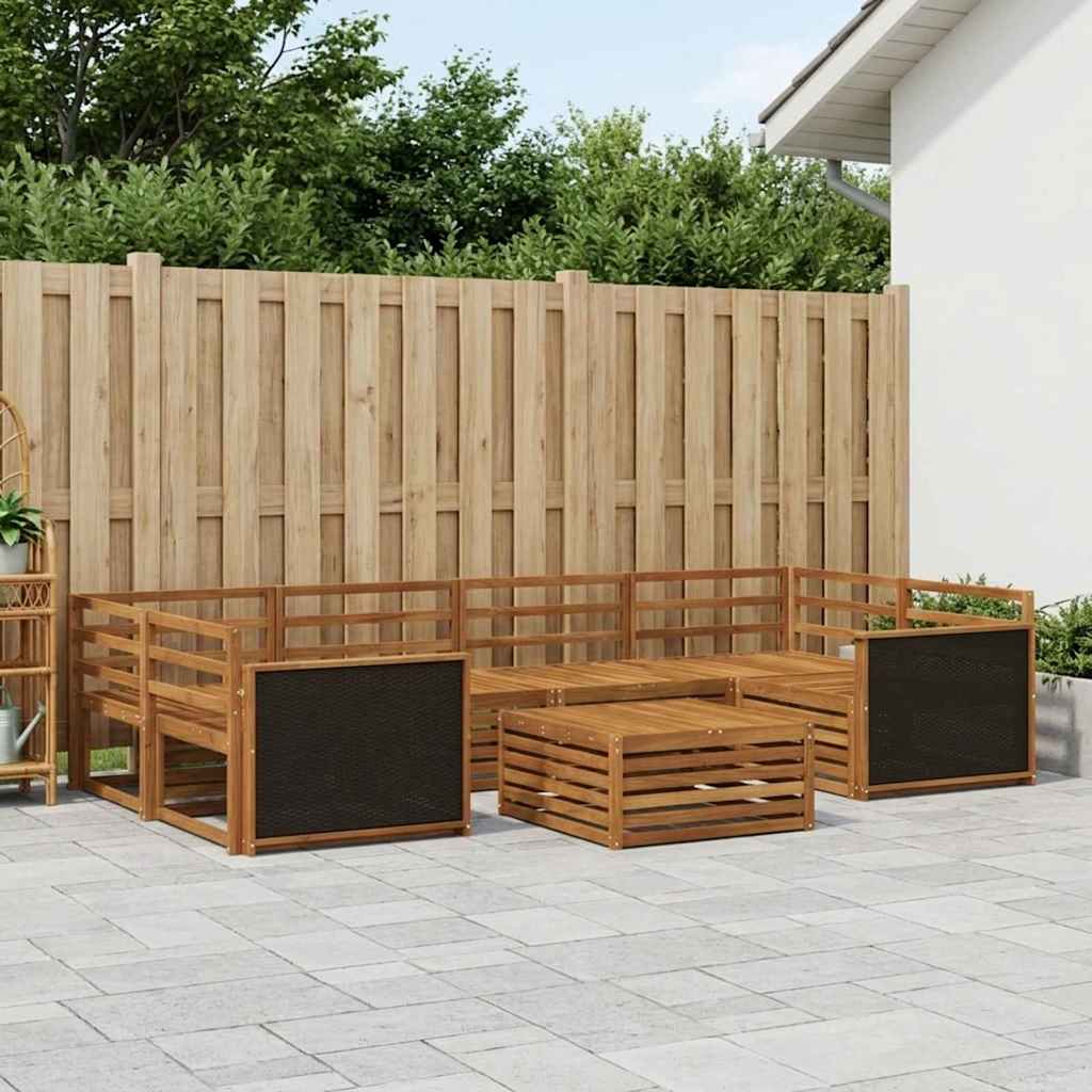 Conjunto de sofás de exterior 7 pcs Gris Natural y Claro
