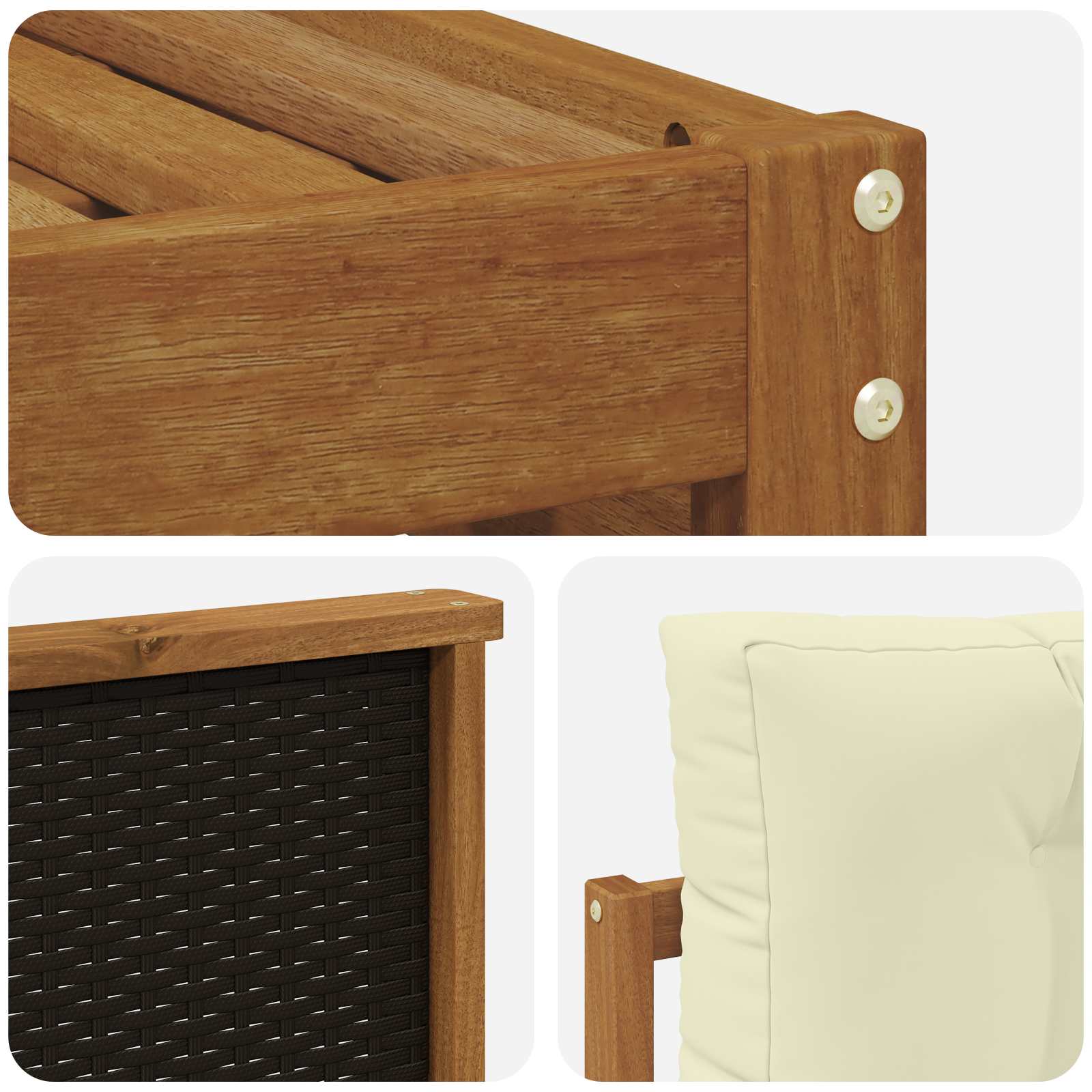 Conjunto de sofás de exterior 8 pcs Natural y Crema