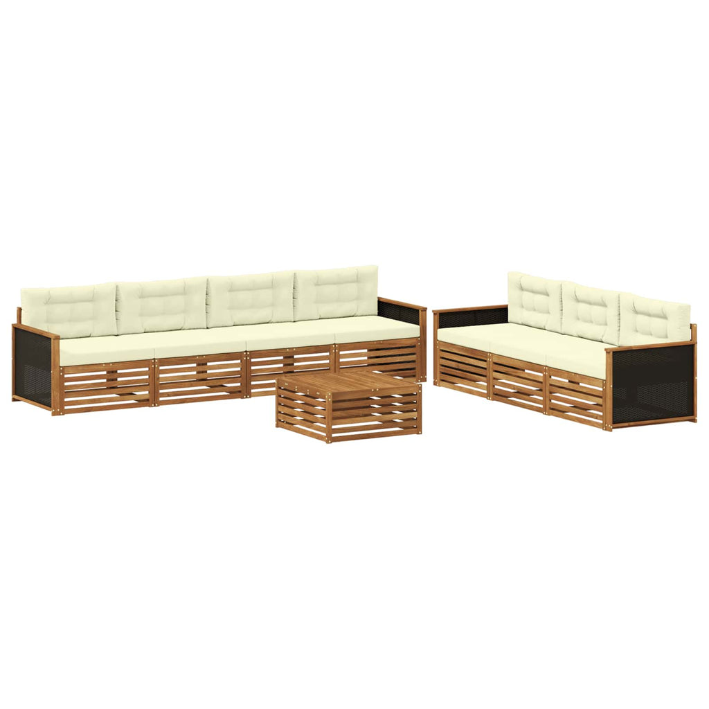 Conjunto de sofás de exterior 8 pcs Natural y Crema
