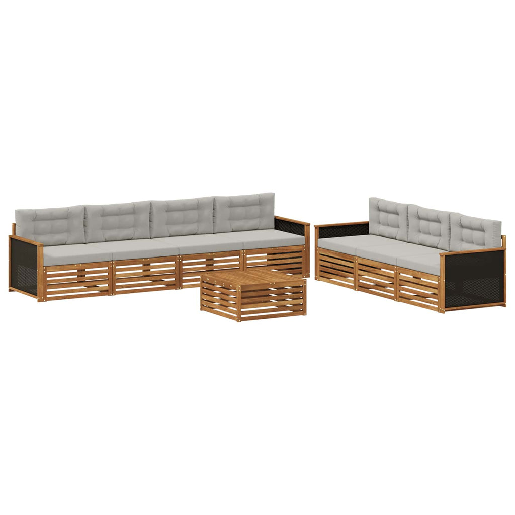 Conjunto de sofás de exterior 8 pcs Natural y Gris Claro