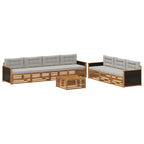 Conjunto de sofás de exterior 8 pcs Natural y Gris Claro