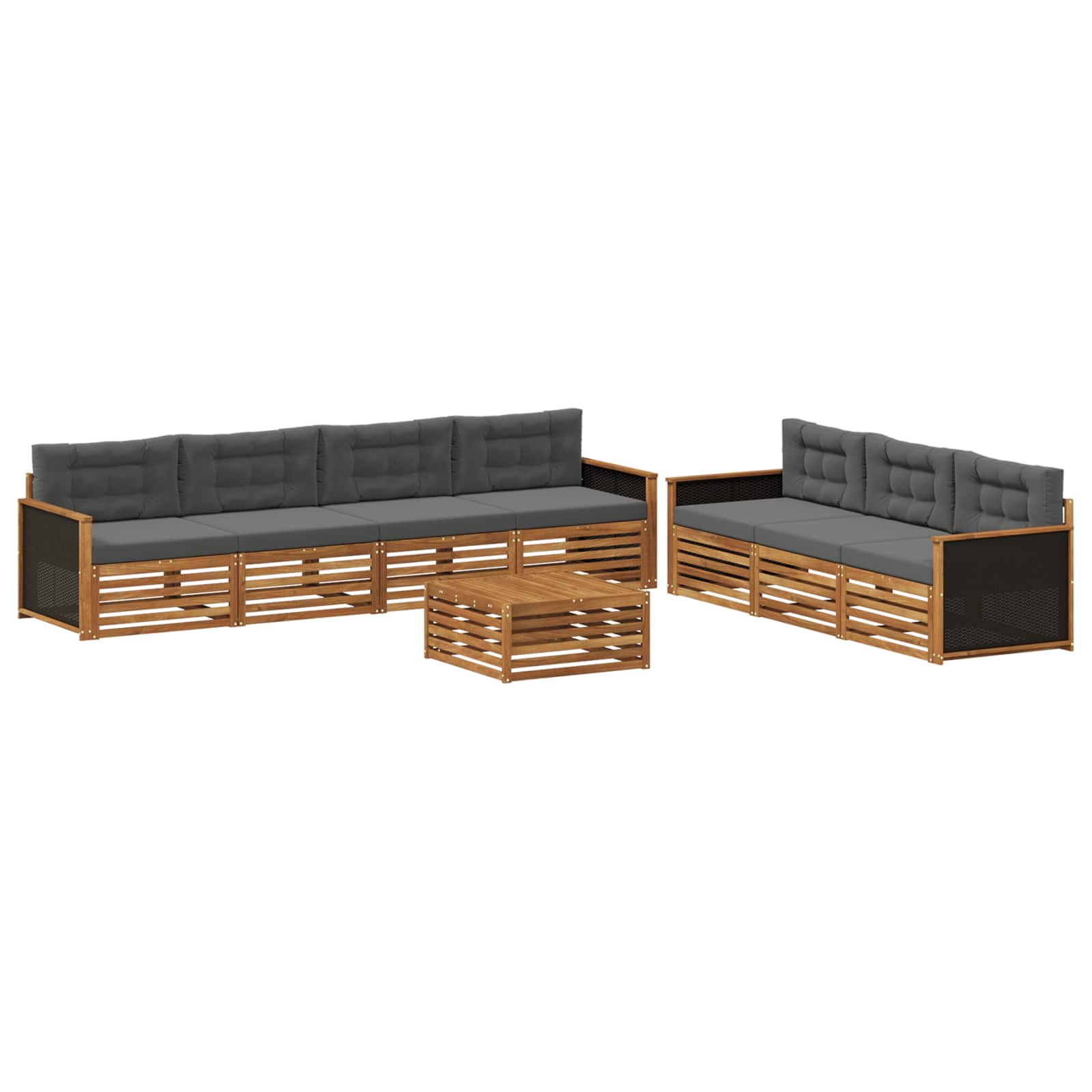 Conjunto de sofás de exterior 8 pcs Natural y Antracita