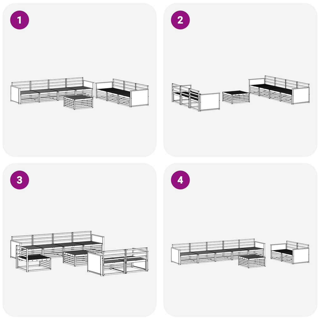 Conjunto de sofás de exterior 8 pcs Natural