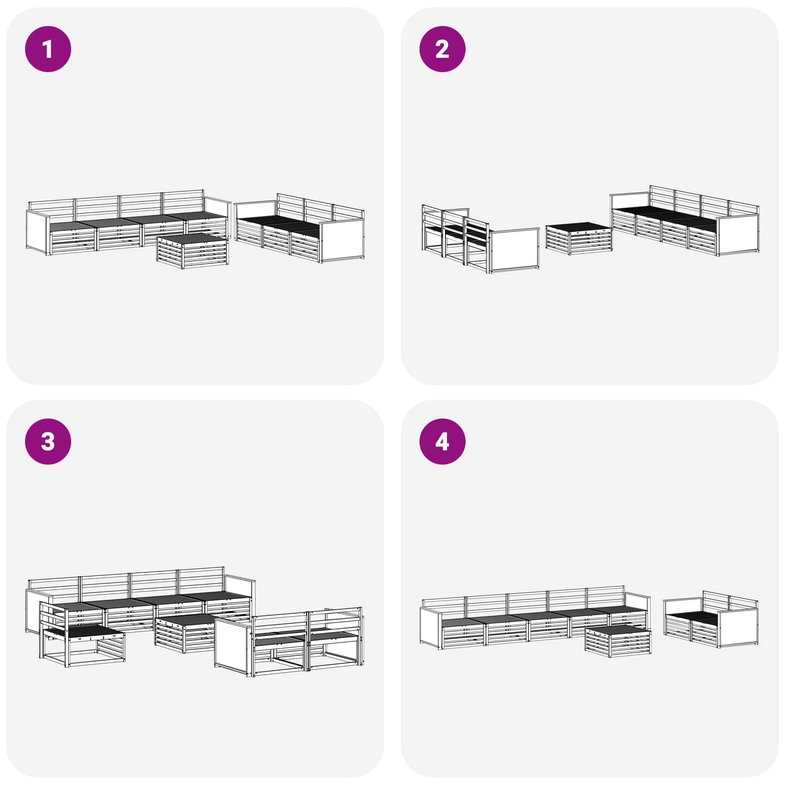 Conjunto de sofás de exterior 8 pcs Natural