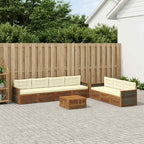 Conjunto de sofás de exterior con cojín 8 pcs Natural y Crema