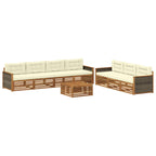 Conjunto de sofás de exterior con cojín 8 pcs Natural y Crema