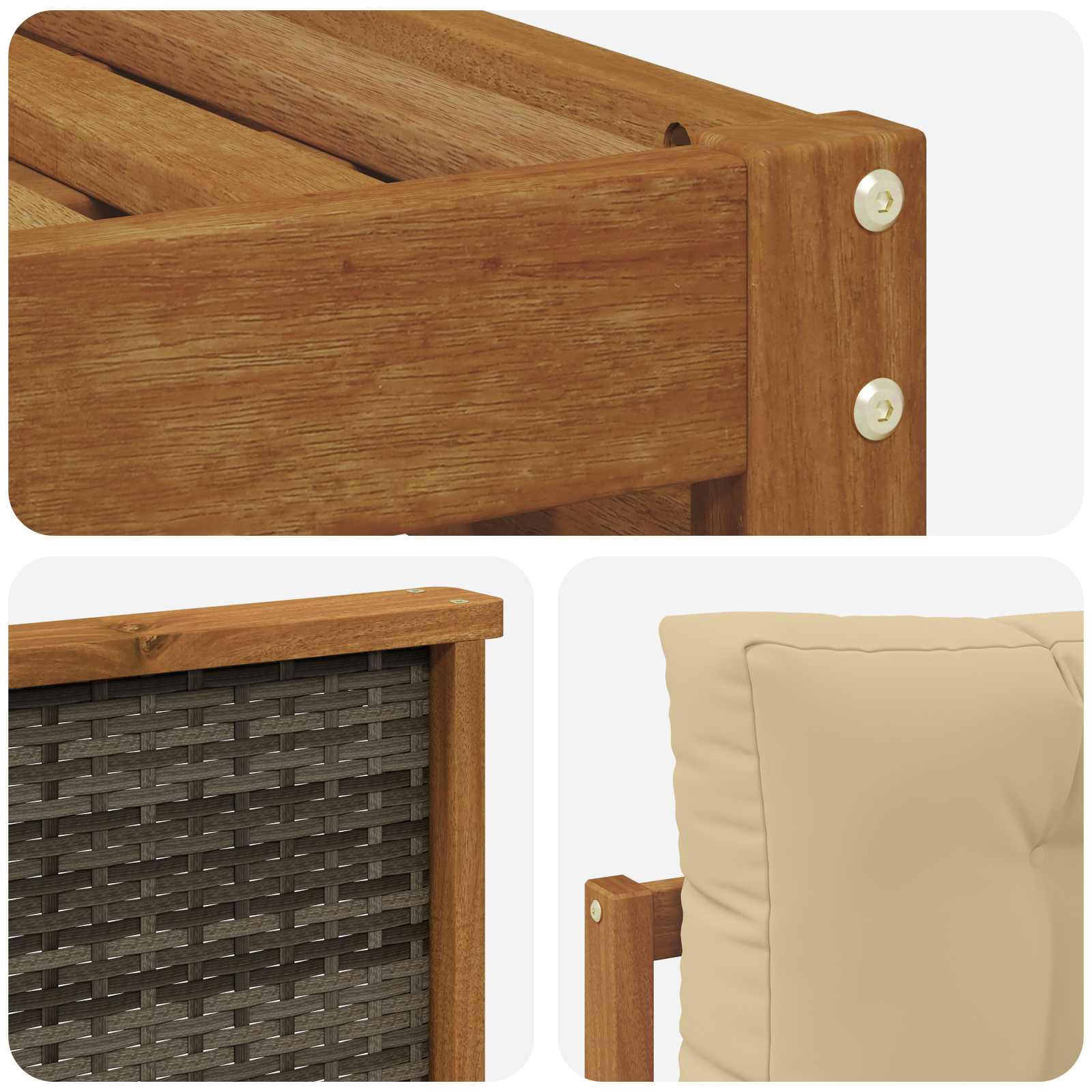 Conjunto de sofás de exterior con cojín 8 pcs Natural y Beige