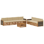 Conjunto de sofás de exterior con cojín 8 pcs Natural y Beige