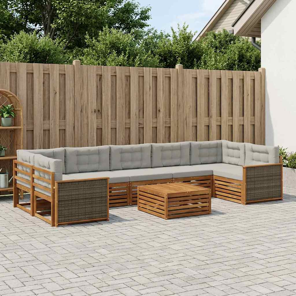 Conjunto de sofás de exterior 8 pcs Blanco y Antracita