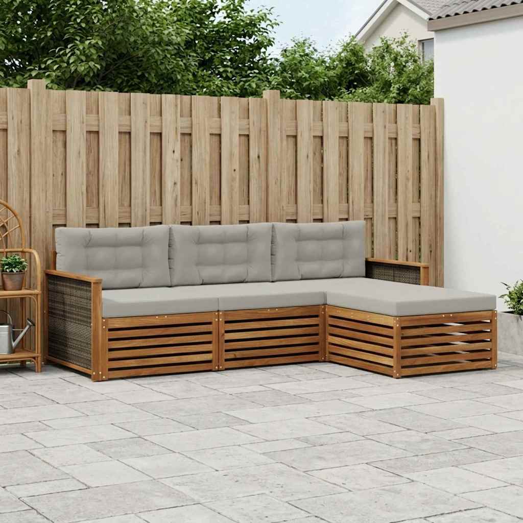 Conjunto de sofás de exterior con cojín Gris Natural y Claro