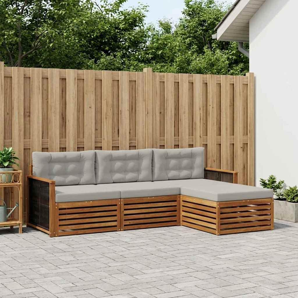 Conjunto de sofás de exterior con cojín Gris Natural y Claro