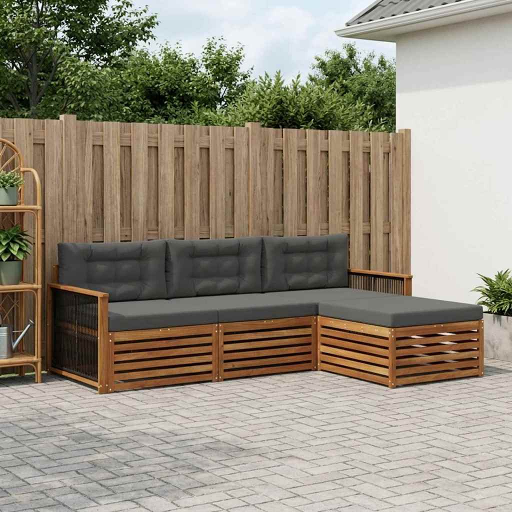 Conjunto de sofás de exterior con cojín Gris Natural y Claro