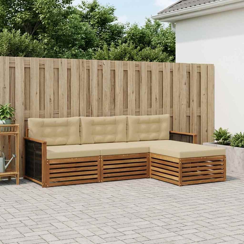 Conjunto de sofás de exterior con cojín Gris Natural y Claro