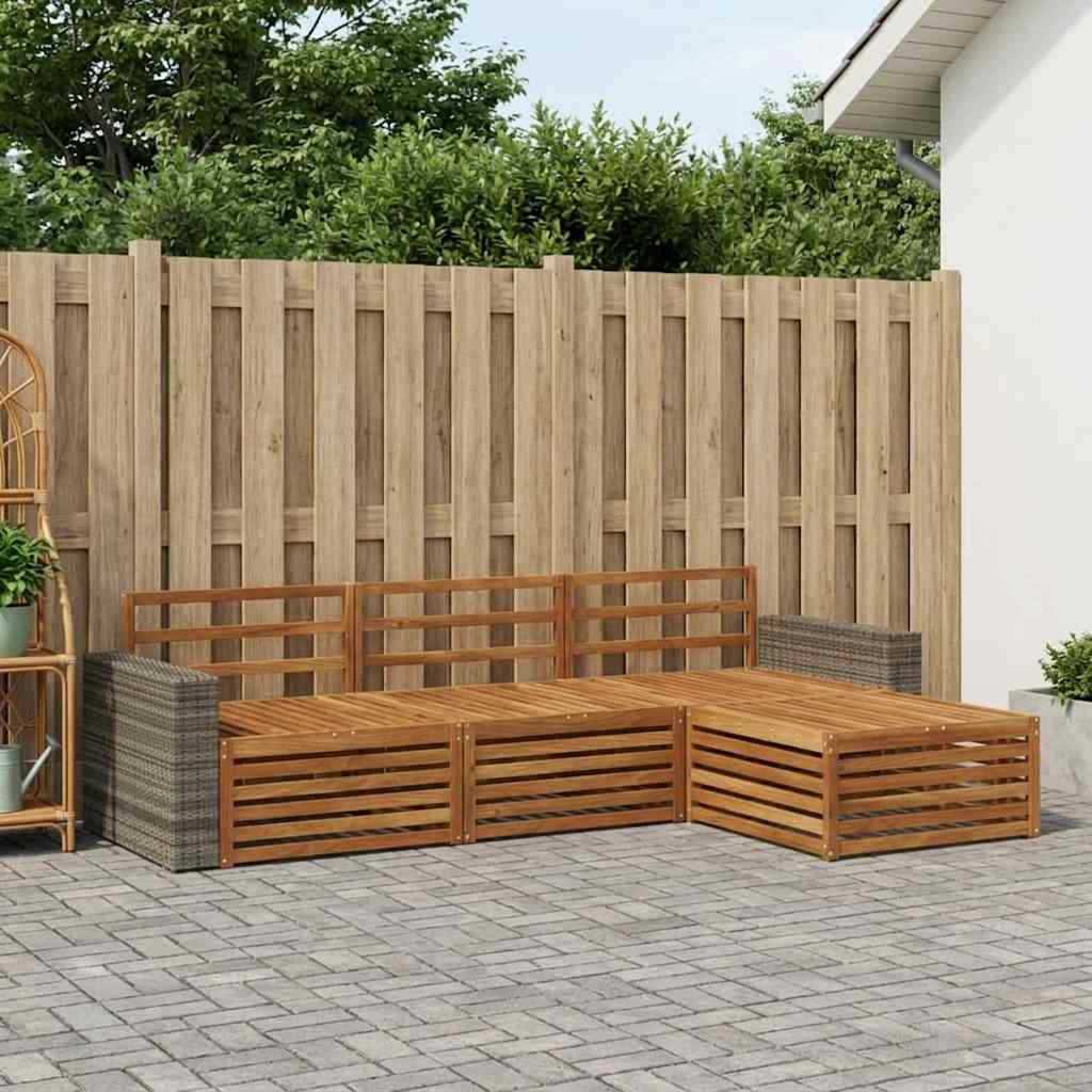 Conjunto de sofás de exterior 4 pcs Natural