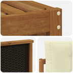 Conjunto de sofás de exterior 5 pcs Natural y Crema Poliéster