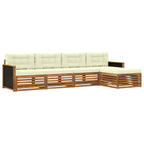 Conjunto de sofás de exterior 5 pcs Natural y Crema Poliéster