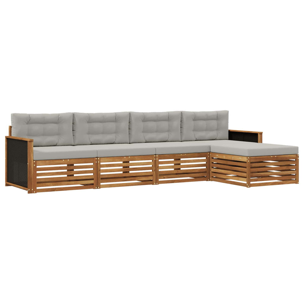 Conjunto de sofás de exterior 5 pcs Natural y Gris Claro