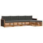 Conjunto de sofás de exterior 5 pcs Natural y Antracita