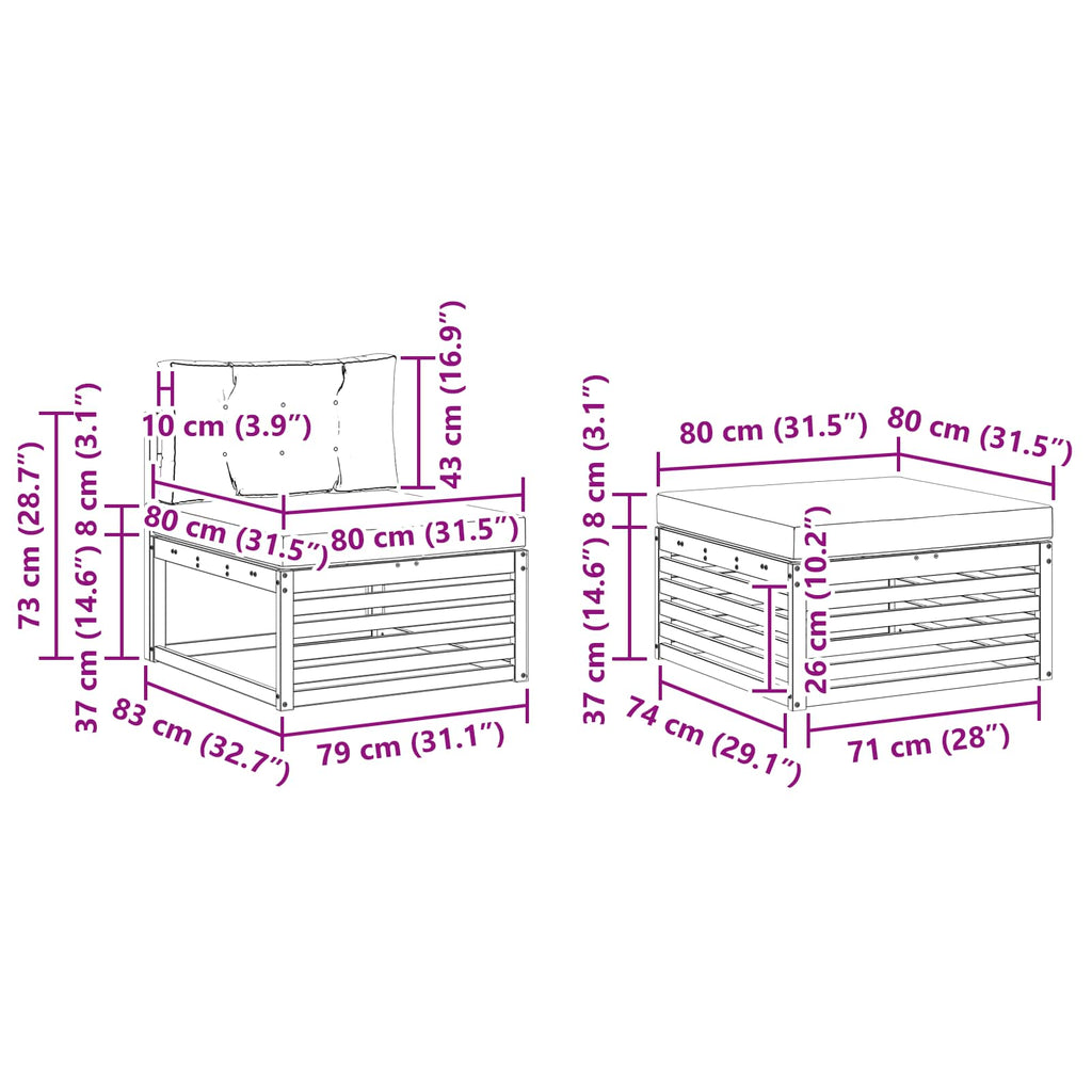 Conjunto de sofás de exterior 5 pcs Natural y Antracita